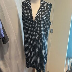 Alfani navy and White Pattern Dress
